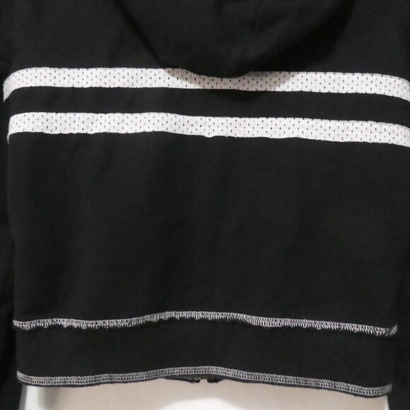 BEBE SPORT | small | Black & White Cropped Mesh Lined Hoodie | Logo & Stripes - Picture 14 of 15